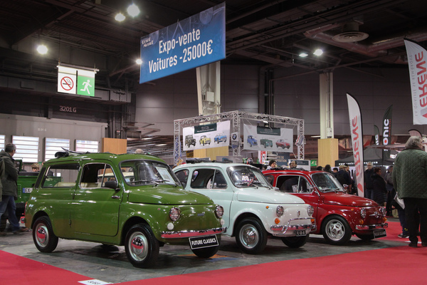 Dreimal Fiat 500, eigentlich zu alt um eine "Future Classic" zu sein - Rétromobile Paris 2019