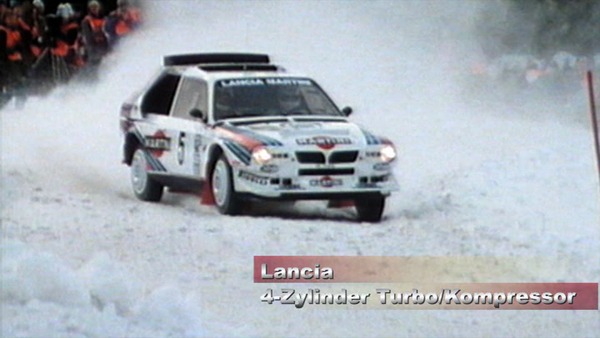 Ein Kapitel widmet sich ausschliesslich den unterschiedlichen Motorsounds der damaligen Rallye-Boliden – Standbild aus dem Film "Die Evolution des Driftwinkels Vol. 2" von Helmut Deimel