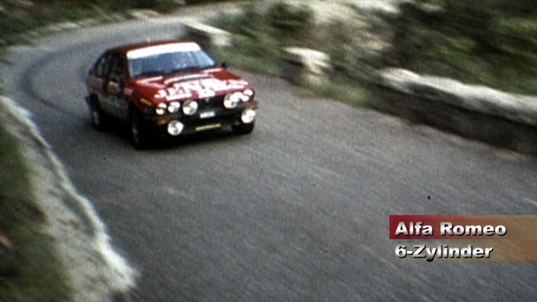 Ein Kapitel widmet sich ausschliesslich den unterschiedlichen Motorsounds der damaligen Rallye-Boliden – Standbild aus dem Film "Die Evolution des Driftwinkels Vol. 2" von Helmut Deimel
