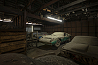 Bild: Ein grüner Lamborghin Miura im Neonlicht - "The Junkyard: The Rudi Klein Collection" angeboten von RM/Sotheby's 2024