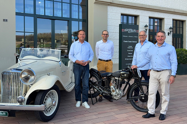Image: Emil Frey Classics Becomes a Partner of the 2027 Klausenrennen Revival — from left to right: Christian Walti, Simon Bundi, Alexander Roosdorp, and Hannes Gautschi