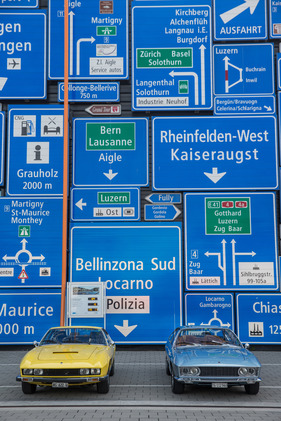 Eröffnung der Monteverdi-Ausstellung und der erneuerten Strassenverkehrshalle im Verkehrshaus Luzern - zwei Generationen von Monterverdi-Coupés