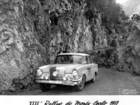 Eugen Böhringer und Peter Lang im Mercedes Benz 220 SEb - 32. Rallye Monte Carlo (1963)