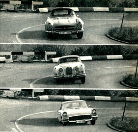 Fahrverhalten im Vergleich - Mercedes-Benz 300 SL, Jaguar XK 150 und Ford Thunderbird von 1960