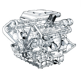 Ferrari 308 GTB (1976) - der V8 mit Trockensumpfschmierung