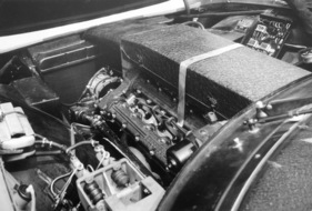 Ferrari 365 GTB/4 (1973) in Le Mans 1973 - Detailaufnahme des Motors des Siegers in der GT Klasse