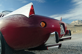Ferrari 410 Superamerica Scaglietti (1957) - Heckansicht, deutlich sieht man die Finnen aus rostfreiem Stahl