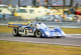 Ferrari 512 M (1971) - Hinten noch gut sichtbar die Schäden vom Unfall mit Vic Elford - hier verspielten sie wohl den Sieg! (24 Stunden Rennen von Daytona 1971)