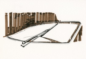 Ferrari BB (1971) - der Ein-Arm-Scheibenwischer skizziert