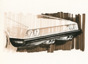 Ferrari BB (1971) - die Skizzen zeigen nur vier Lampen und Auspuffenden