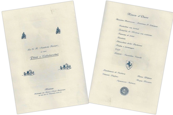 Ferrari dinner card 1932
