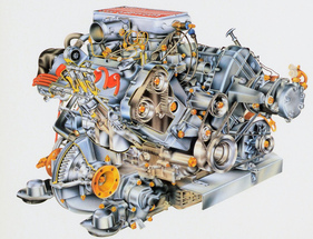 Ferrari Mondial 3.2 (1986) - der V8-Motor mit 32 Ventilen