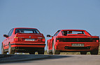 Ferrari Testarossa und Alpina-BMW B10 Biturbo (1989) - der BMW wirkt mit 1,75 Metern richtig schmal neben dem 1,975 Meter breiten Ferrari