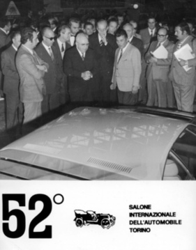 Ferrucio Lamborghini am 52. Turiner Autosalon im Jahr 1970