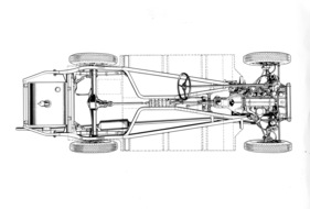 Fiat 1100 S (1947) - das Fahrgestell auf einer Planskizze