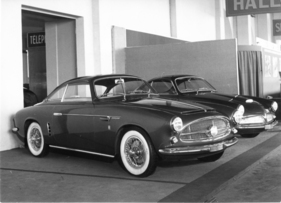 Fiat 1100 TV Allemano (1954) - zusammen mit dem sonderkarossierten Panhard Dyna Junior auf dem Allemano-Stand - Genfer Automobilsalon 1954