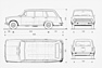 Fiat 124 (1966) – Aussenabmessungen (© Archiv Automobil Revue) Fiat 124 (1966) – Aussenabmessungen (© Archiv Automobil Revue)