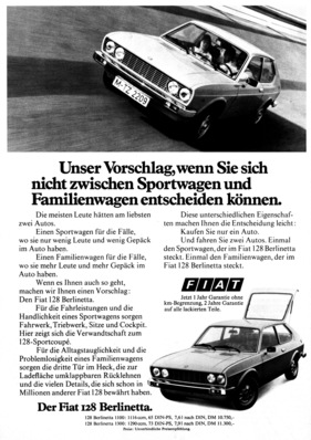 Fiat 128 3P (1975) - in der Werbung in Deutschland