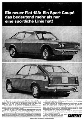 Fiat 128 Coupé (1972) - Werbung aus dem Jahr 1972 aus der Schweiz
