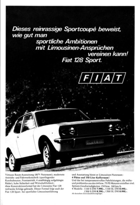 Fiat 128 Coupé (1973) - Werbung aus dem Jahr 1973, so erschienen in Deutschland