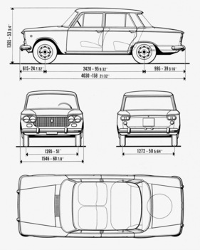 Fiat 1300 and 1500 (1961) - Dimensions (1961)