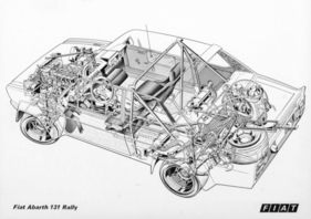 Fiat 131 Abarth Rally (1976) - Durchsichtszeichnung der Rennversion