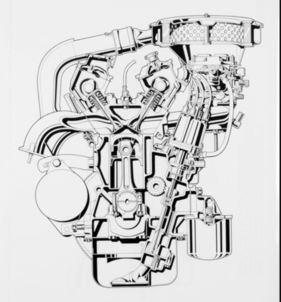 Fiat 132 (1973) - Motor-Querschnitt