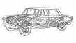 Fiat 1500 (1961) - Durchsichtszeichnung (© Archiv Automobil Revue) Fiat 1500 (1961) - Durchsichtszeichnung (© Archiv Automobil Revue)