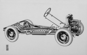Fiat 500 (1936) - Blick auf das unverkleidete Chassis