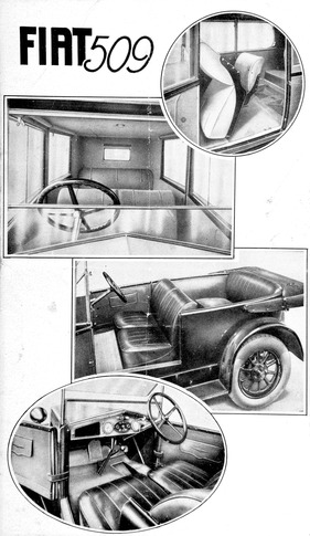 Fiat 509 (1926) - Fahrzeugdetails aus einem zeitgenössischen Verkaufsprospekt