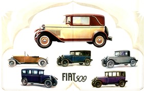 Fiat 509 (1931) - Angebotspalette der verschiedenen Varianten im damaligen Verkaufsprospekt