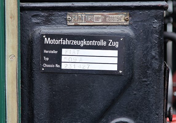 Fiat 509A (1927) - nachgefertigte Chassis-Plakette