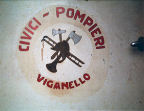 Fiat 521 Feuerwehrauto (1928) - So sah die Türbemalung vor der Restaurierung aus - Civici Pompieri Viganello