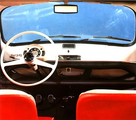 Fiat 600 D (1966) - Blick ins Interieur mit einfach gehaltenem Cockpit