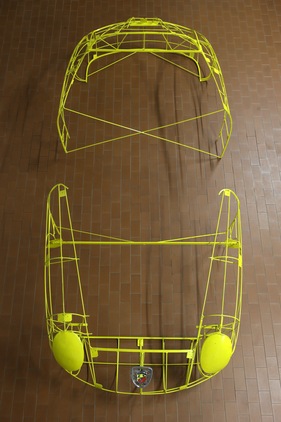 Fiat-Abarth 1000 Bialbero (1960) - dieses Drahtgestell wurde aufgebaut, um die Karosserie zu restaurieren