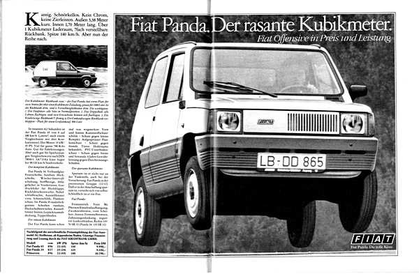 Fiat Panda 45 (1982) - Faktenbasierte Werbung in Deutschland