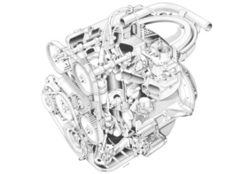 Fiat Ritmo 105 TC (1982) – Schnittzeichnung des Motors (1982)