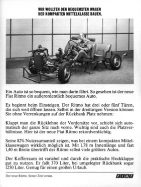 Fiat Ritmo (1978) - Werbung - wir wollten den bequemsten Wagen der kompakten Mittelklasse bauen