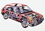 Fiat Ritmo Abarth 130 TC (1983) – Schnittzeichnung (© Archiv Automobil Revue) Fiat Ritmo Abarth 130 TC (1983) – Schnittzeichnung (© Archiv Automobil Revue)