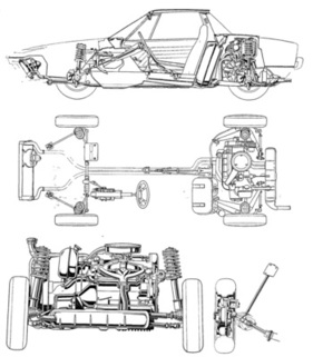 Fiat X 1/9 (1972) - technische Zeichnungen