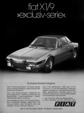 Fiat X 1/9 exclusiv (1976) - in der Werbung - ganz schön exklusiv