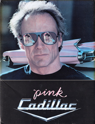 Filmposter mit Clint Eastwood und dem Cadillac Series 62 von 1959 für den Film "Pink Cadillac" von 1989
