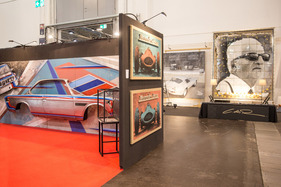 Tile table for advanced users: Enzo Ferrari portrait as a huge tile motif - Techno Classica 2023