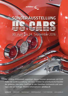 Bild: Flyer der Sonderausstellung "US Cars" in der Autobau Erlebniswelt