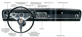 Ford 17M (1968) - Armaturenbrett - Illustration im Verkaufsprospekt