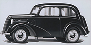 Bild: Ford Anglia (1939) - Der Anglia, gezeichnet in schwarzweiss