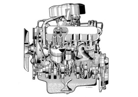 Ford Capri (1969) - Querschnittszeichnung des V6-Motors, mit 85 bis 125 PS erhältlich