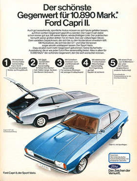 Ford Capri (1975) - Werbung - der schönste Gegenwert für DM 10'890