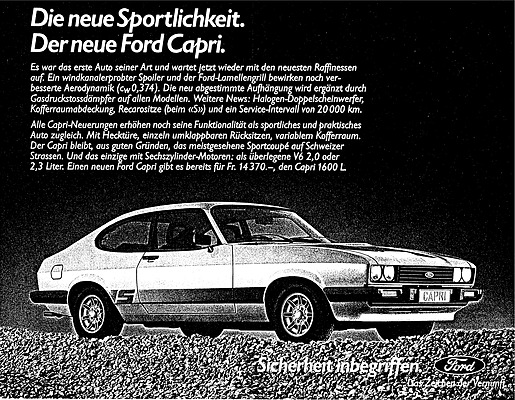 Ford Capri (1978) - Werbung für den Capri III, erschienen in einer Automobil Revue von 1978