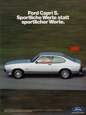 Ford Capri S (1977) - Werbung - sportliche Werte anstatt sportliche Worte